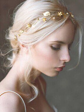 1397 Bride Wedding Hair Vine Headband Gold Leaf Bridal Accessories Gold
